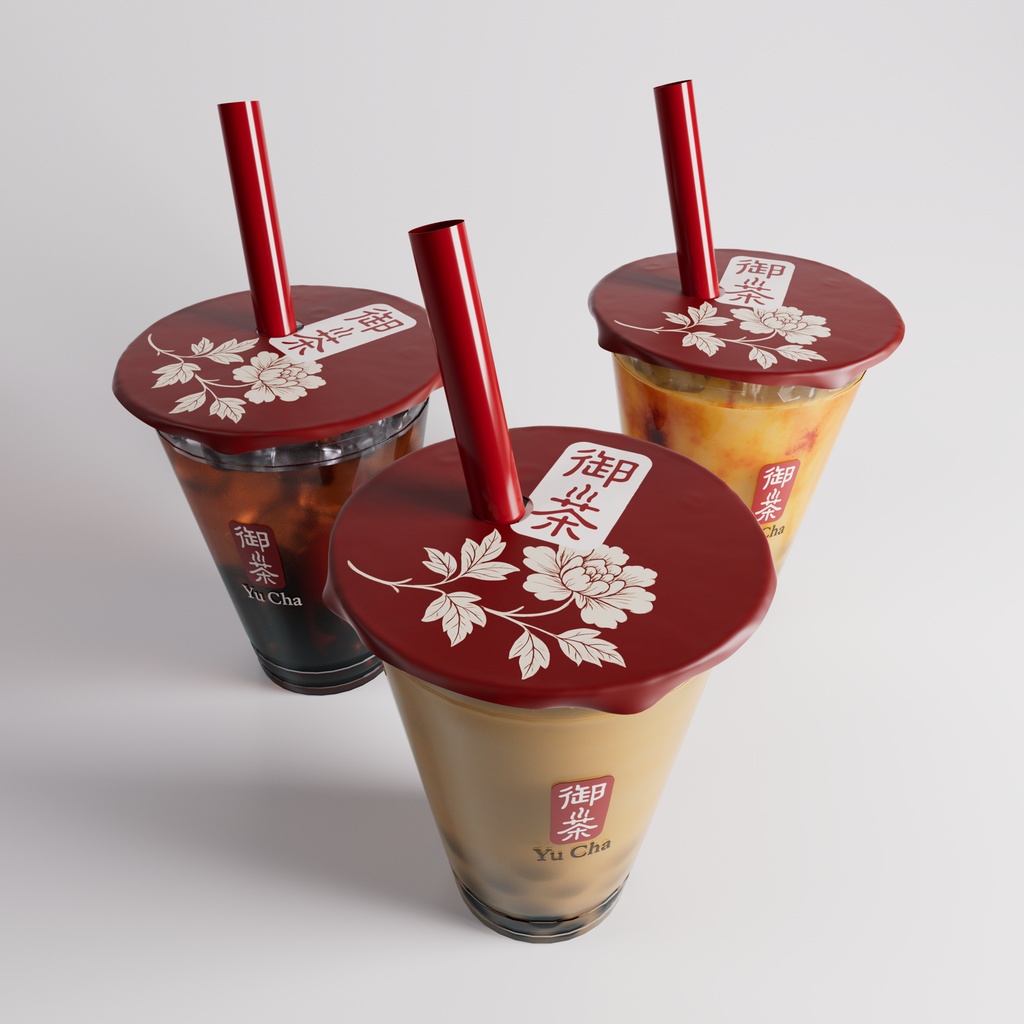 【3D】タピオカドリンク(ミルクティー・ウーロンティー・黒糖ミルクティー)(.c4d + fbx)