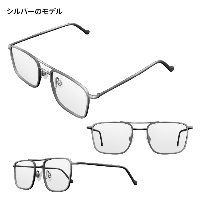 【3D】めがね4種 ダブルブリッジメガネ(cs3o、fbx)【クリスタ対応】