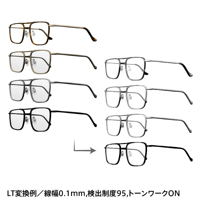 【3D】めがね4種 ダブルブリッジメガネ(cs3o、fbx)【クリスタ対応】