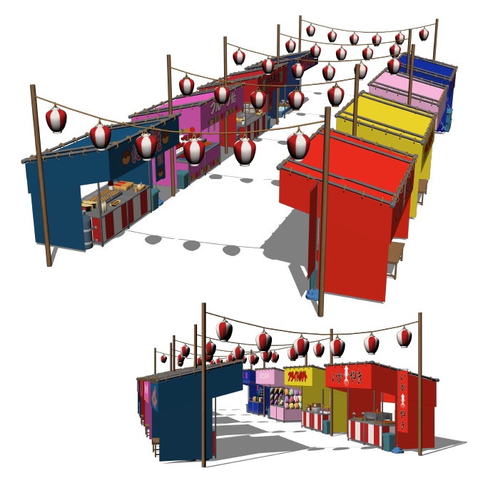 【3D】お祭り 屋台セット(カラー)【クリスタ対応】