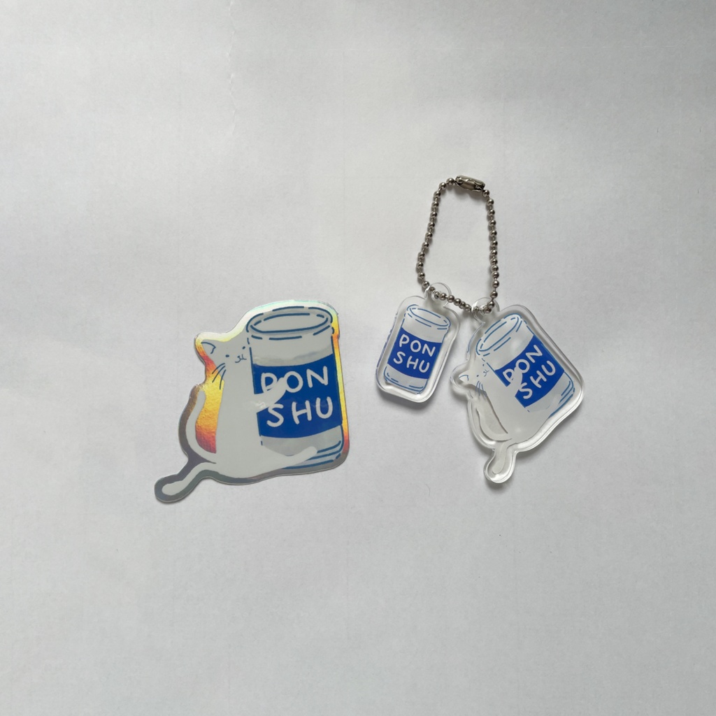 カップ酒のアクリルキーホルダーとオーロラステッカーセット