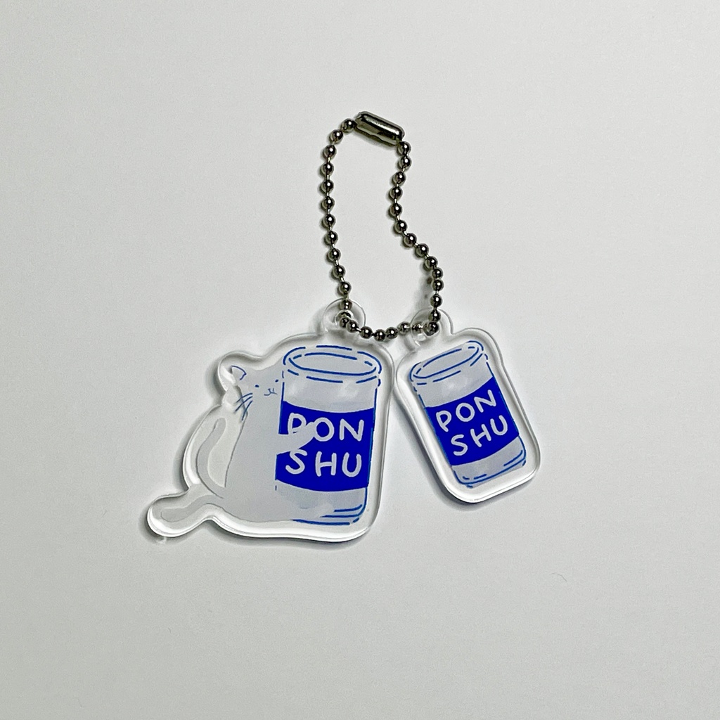 カップ酒のアクリルキーホルダーとオーロラステッカーセット