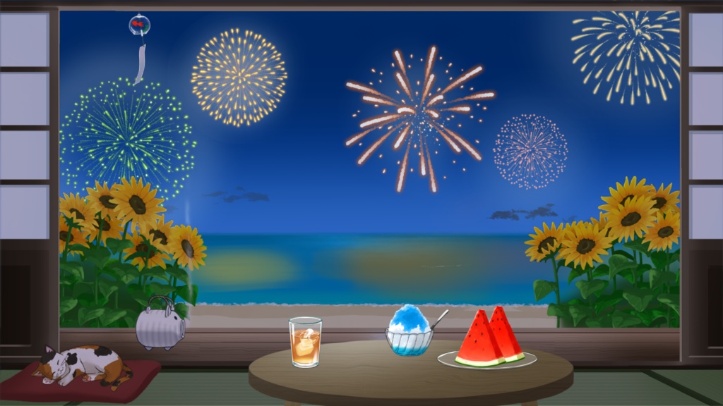 【配信用画面・アイテムセット】夏の海