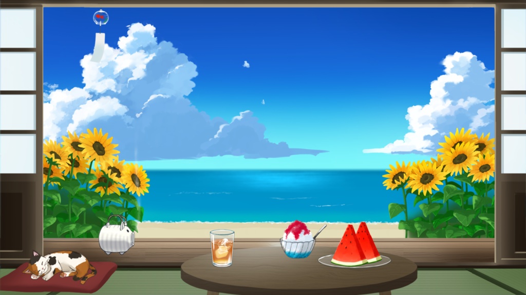 【配信用画面・アイテムセット】夏の海