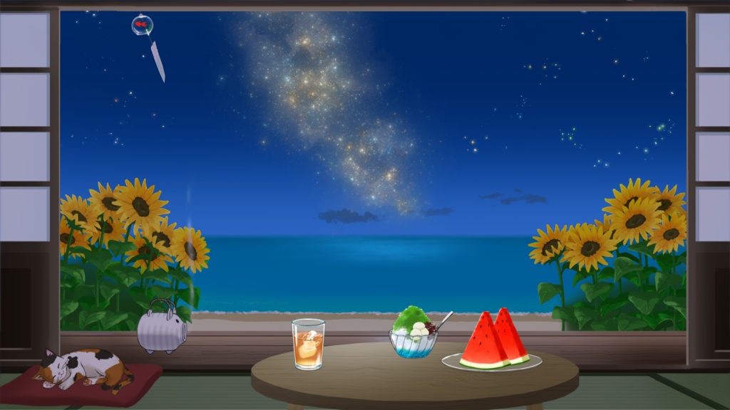 【配信用画面・アイテムセット】夏の海