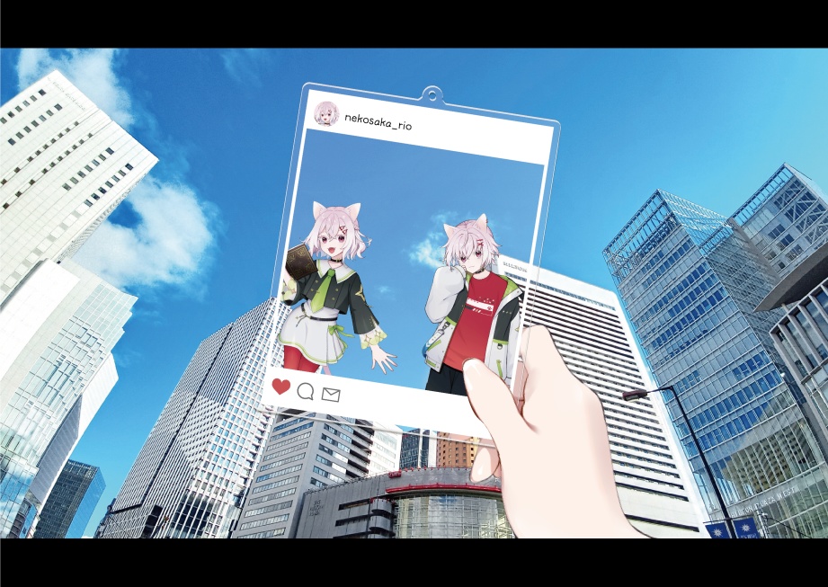 【猫坂りお】SNS風アクリルキーホルダー(100mm)