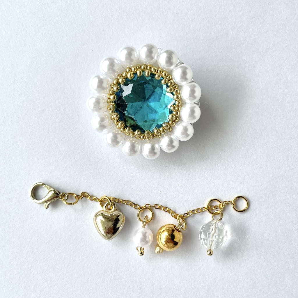 017 匿名配送 ハンドメイド ビーズ刺繍 ブローチ コサージュ 推し活 推し色 青 水色