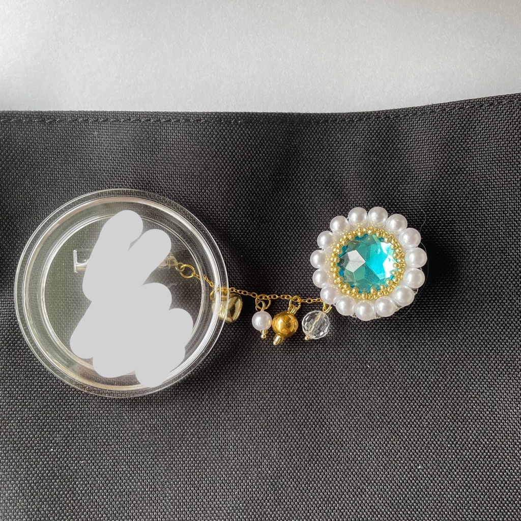 017 匿名配送 ハンドメイド ビーズ刺繍 ブローチ コサージュ 推し活 推し色 青 水色