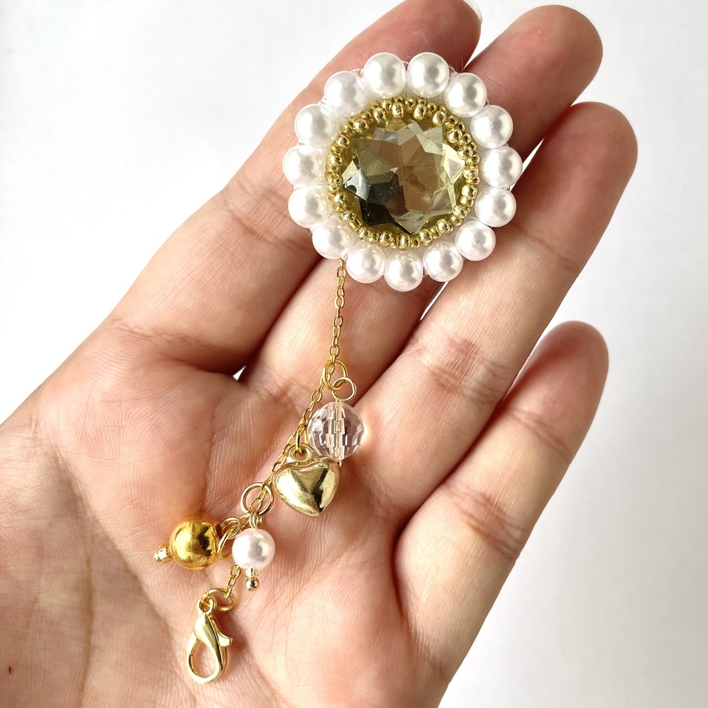 018 匿名配送 ハンドメイド ブローチ コサージュ ビーズ刺繍 推し活 推し色 黄色