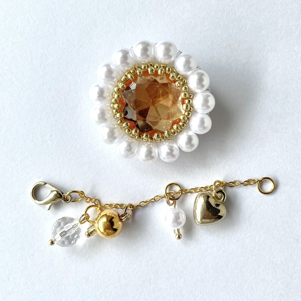 020 匿名配送 ハンドメイド ビーズ刺繍 ブローチ コサージュ 推し活 推し色 オレンジ