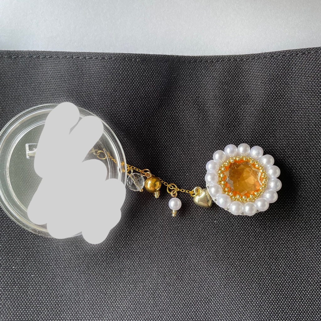 020 匿名配送 ハンドメイド ビーズ刺繍 ブローチ コサージュ 推し活 推し色 オレンジ