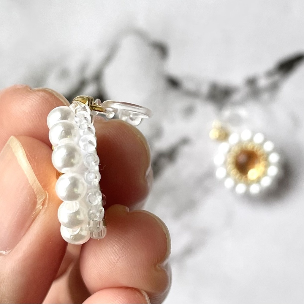 026 匿名配送 ハンドメイド ビーズ刺繍 ノンホールピアス 推し活 推し色 オレンジ