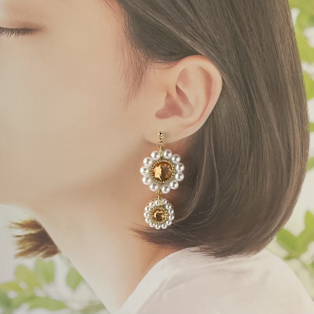 032 匿名配送 ハンドメイド ビーズ刺繍 ピアス 推し活 推し色 オレンジ