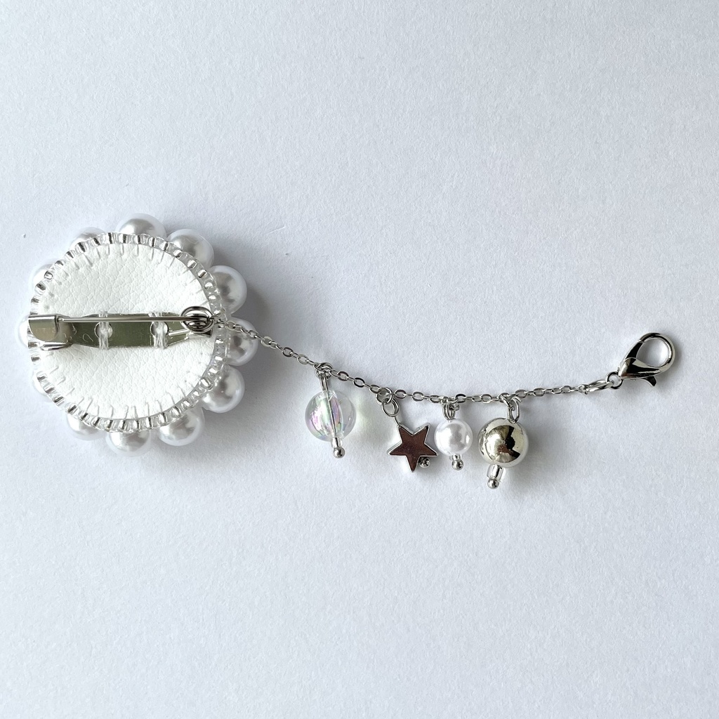 045 匿名配送 ハンドメイド ビーズ刺繍 ブローチ コサージュ 推し活 推し色 オレンジ