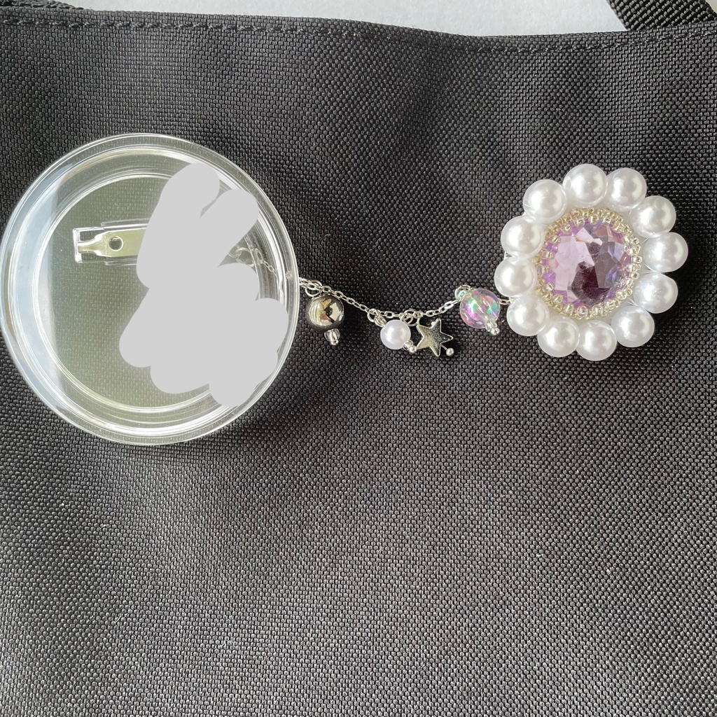 046 匿名配送 ハンドメイド ビーズ刺繍 コサージュ ブローチ 推し活 推し色 紫