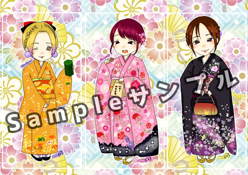 【似キャラ】2022,1神聖フレラモお正月晴れ着（3枚コンプセット）