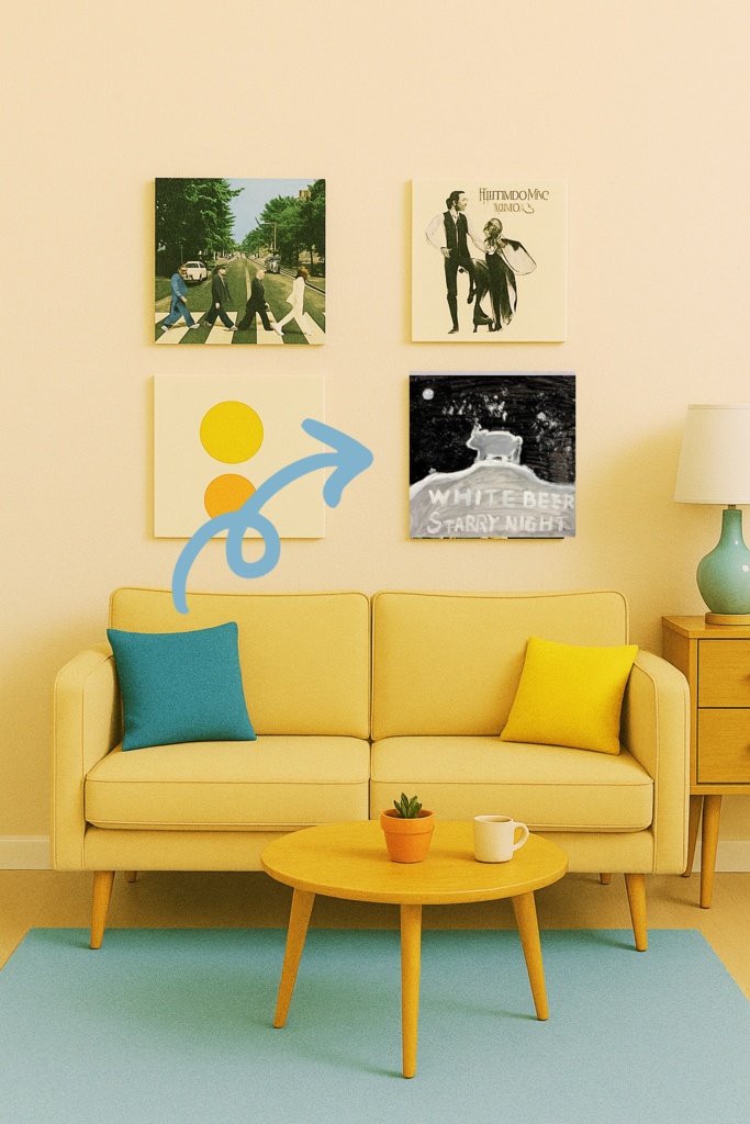 【原画】架空レコード(白熊+星空)