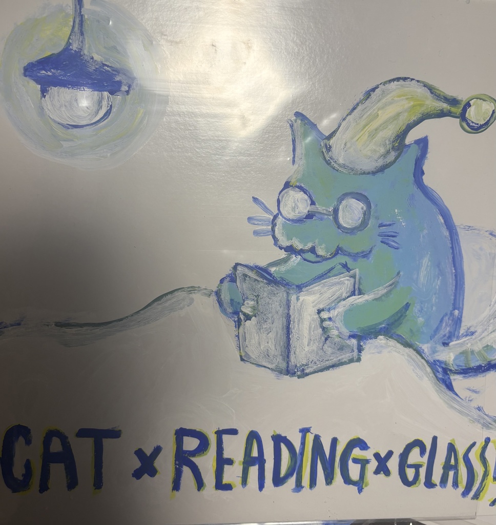 【原画】架空レコード(猫+読書+メガネ)