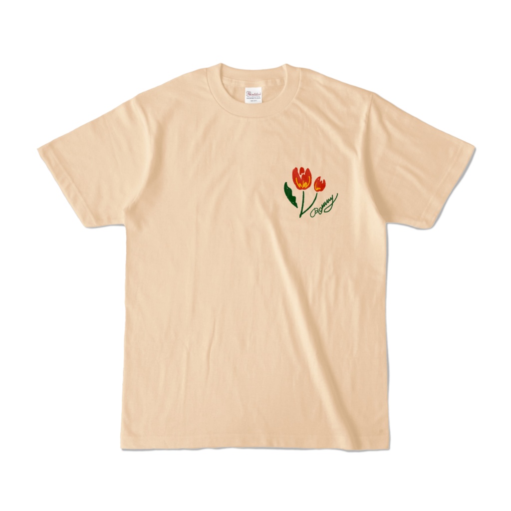 らくがきしちゃったTシャツ(チューリップ×チェック)
