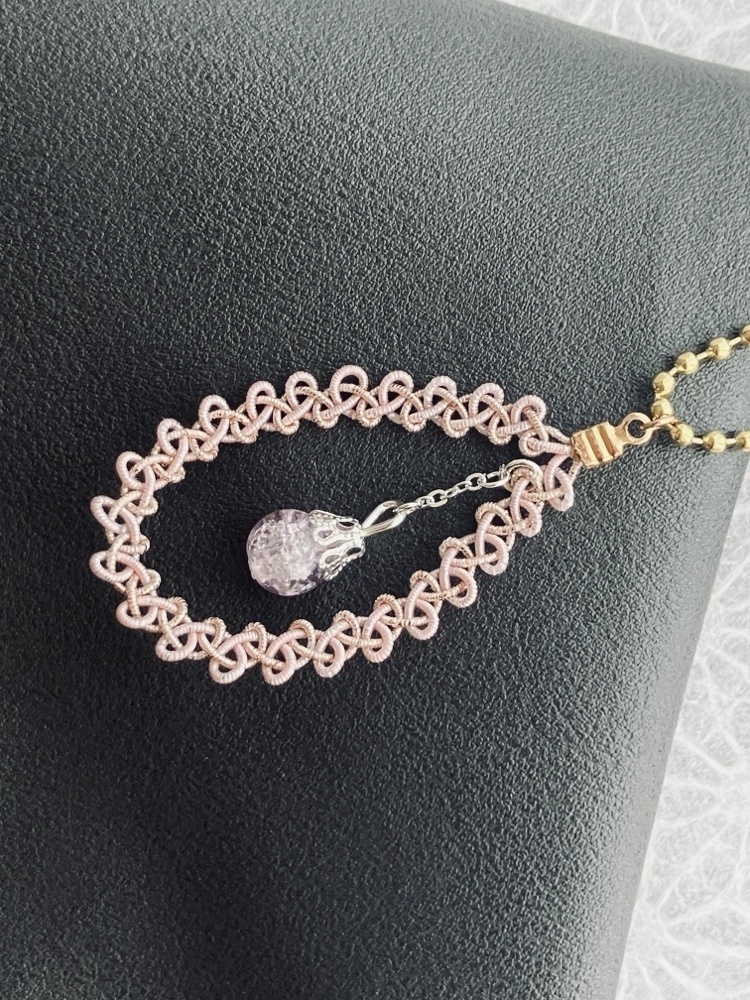 推し色を持ち歩く|水引の雫キーホルダー〈桜ラメ×ピンクゴールド〉