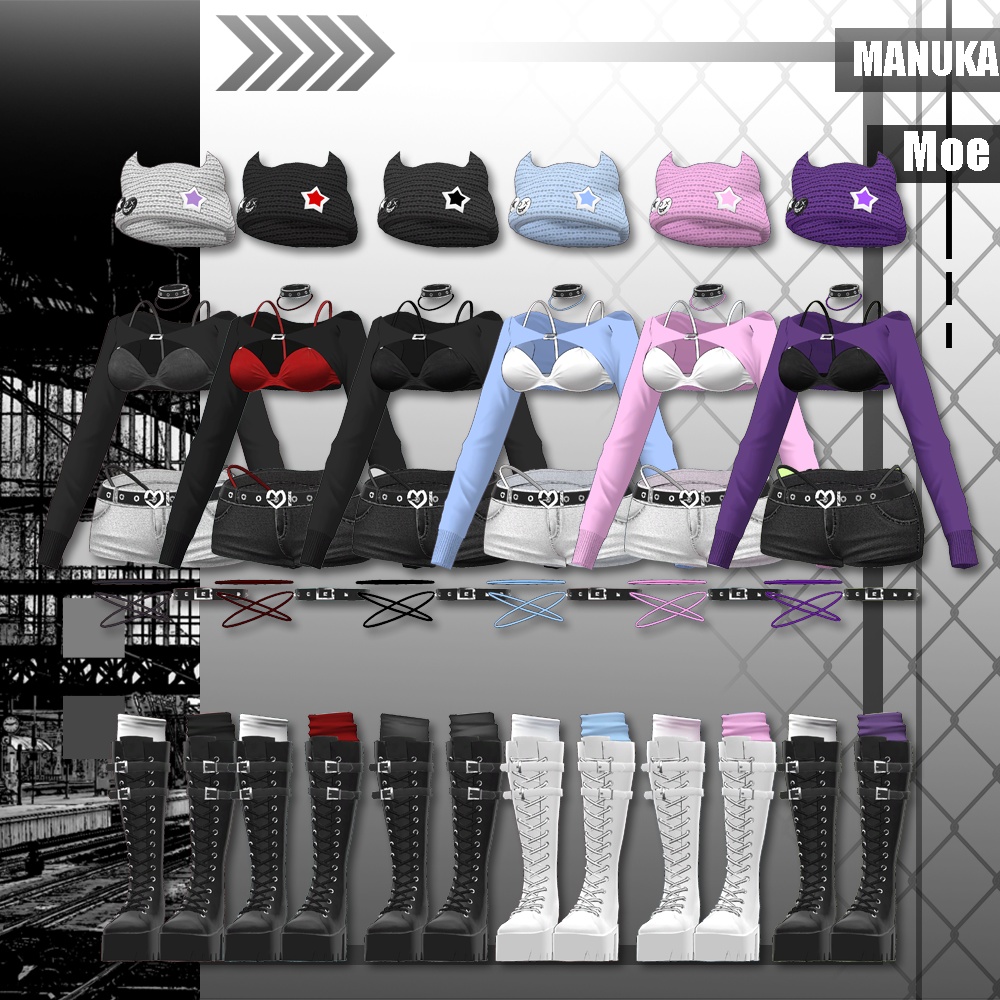 【2アバター対応】 Punky Devil 【VRChat向け衣装モデル】