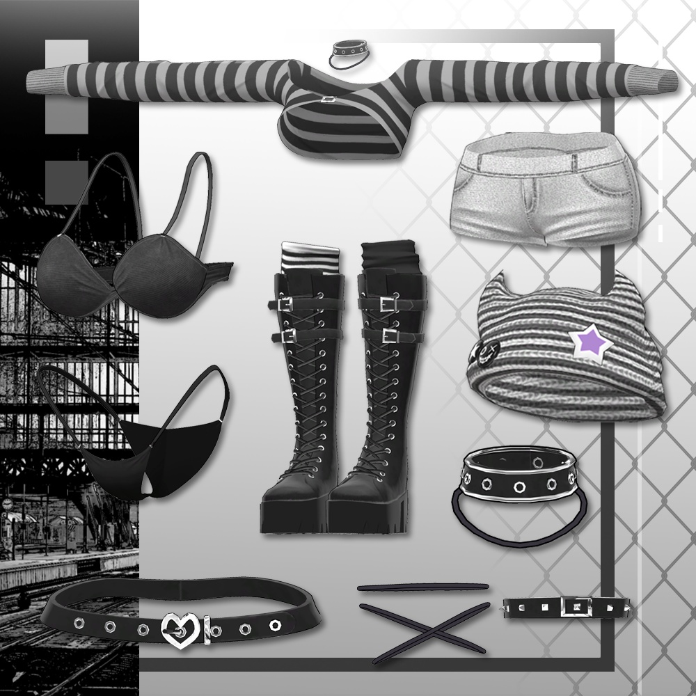 【2アバター対応】 Punky Devil 【VRChat向け衣装モデル】