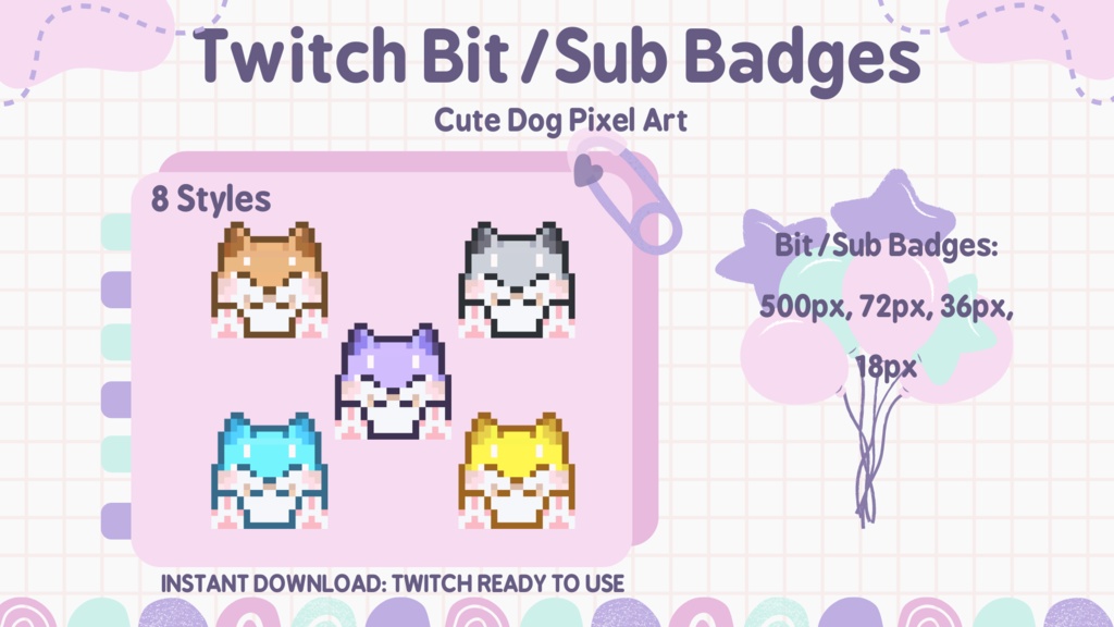 【Twitch Badges】8 Cute Dog Badges