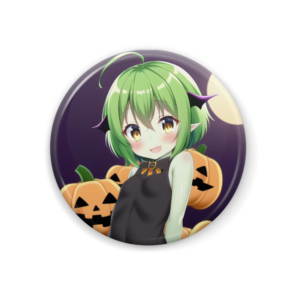缶バッジ 44mm 人外美少女 緑ちゃん A<2022ハロウィンVer.>