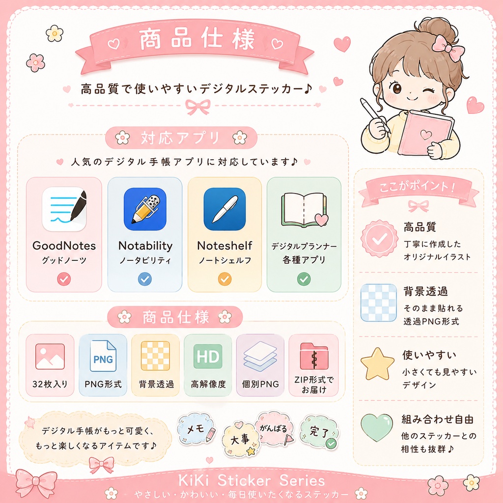 【32枚】手帳用ことばステッカー①|デジタルステッカー PNG|GoodNotes・Notability対応|デジタル手帳・プランナー