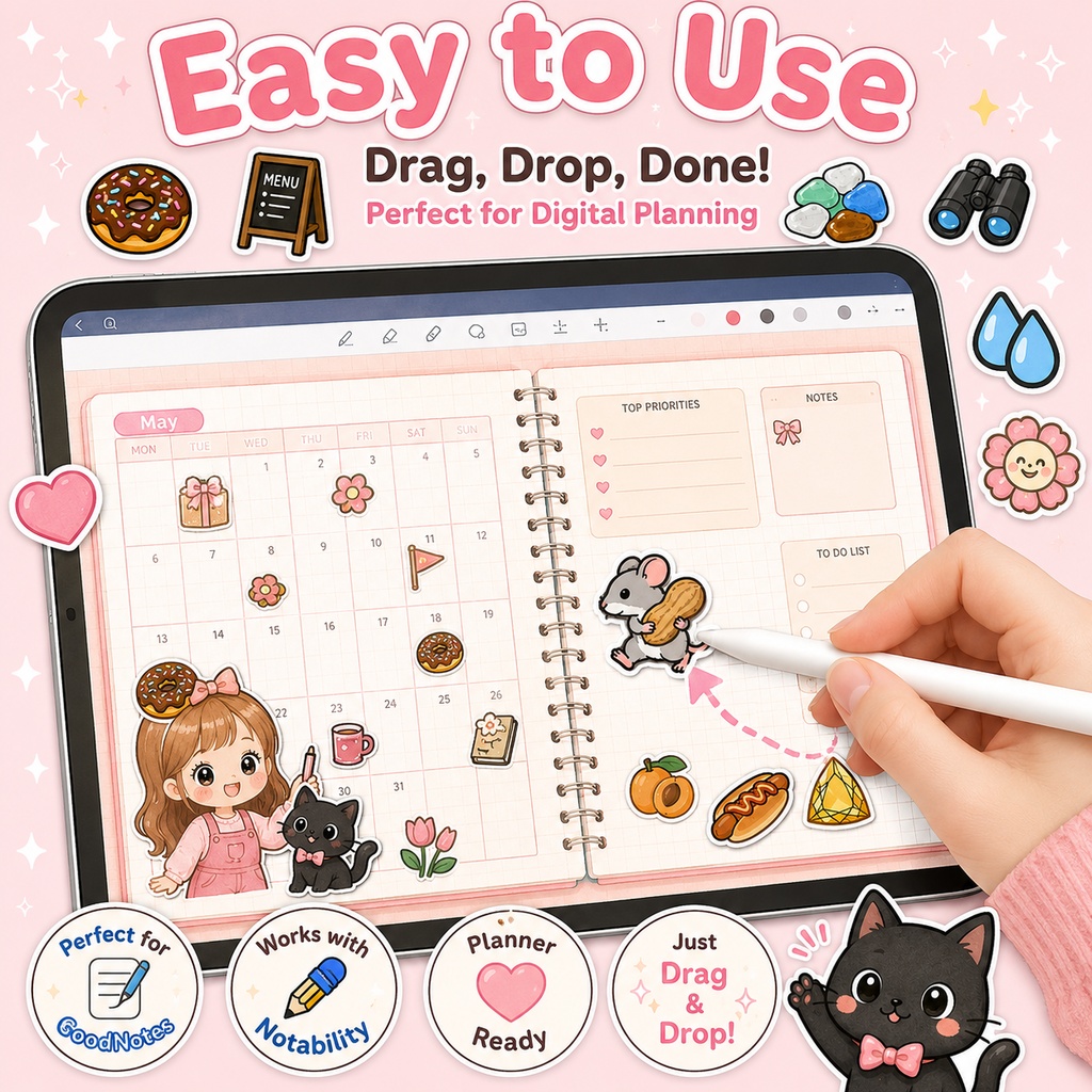 1240枚 Planner Icons Set アイコンセット PNGデジタルステッカー 56テーマ 透明PNG 長辺最大1000px GoodNotes Notability対応