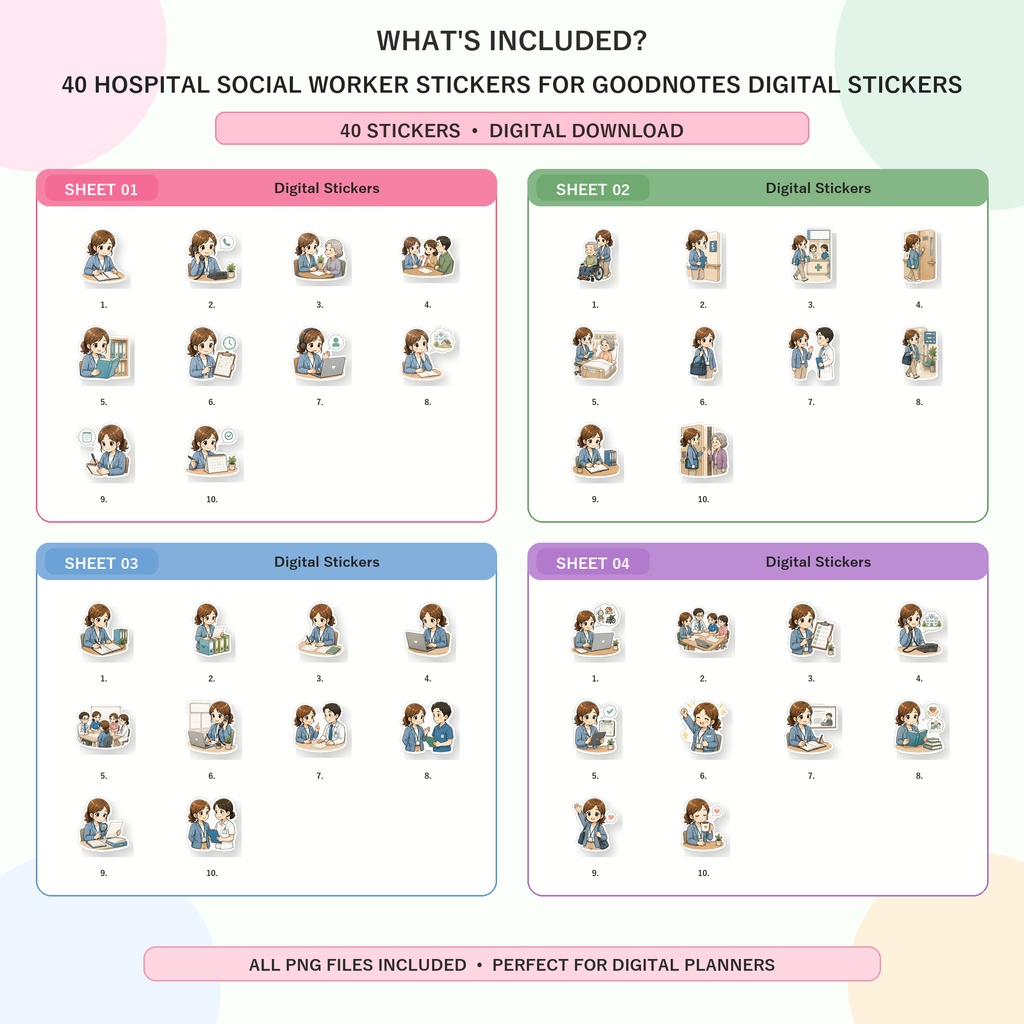 Social Worker Complete Set デジタルステッカー200枚 GoodNotes対応 ケース 病院 学校 メンタルヘルス