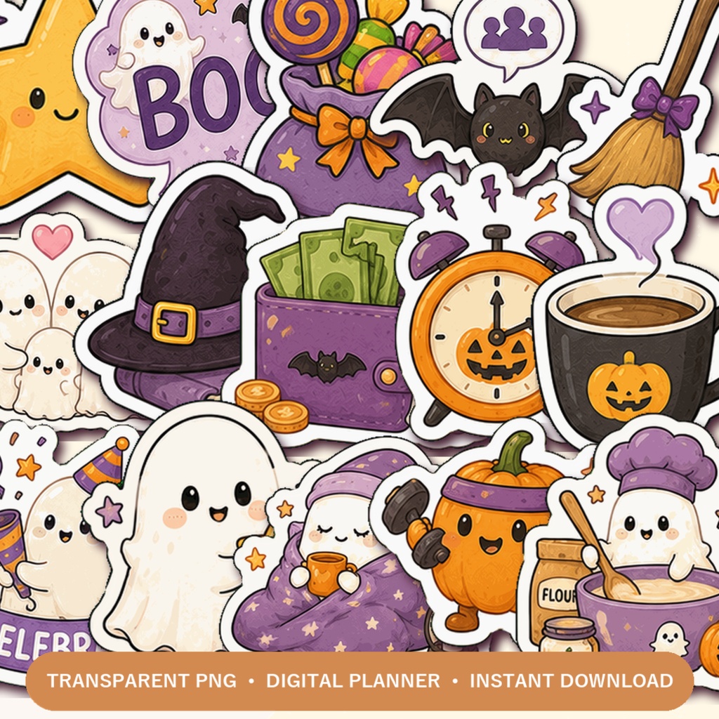 ハロウィン手帳アイコン デジタルステッカー 40枚 PNG GoodNotes Notability対応 手帳デコ プランナー素材