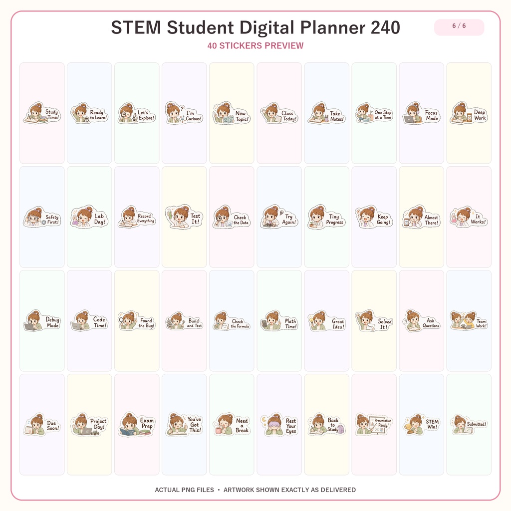 学生STEM デジタルプランナーステッカー240枚セット|勉強・理系・サイエンス・手帳デコ