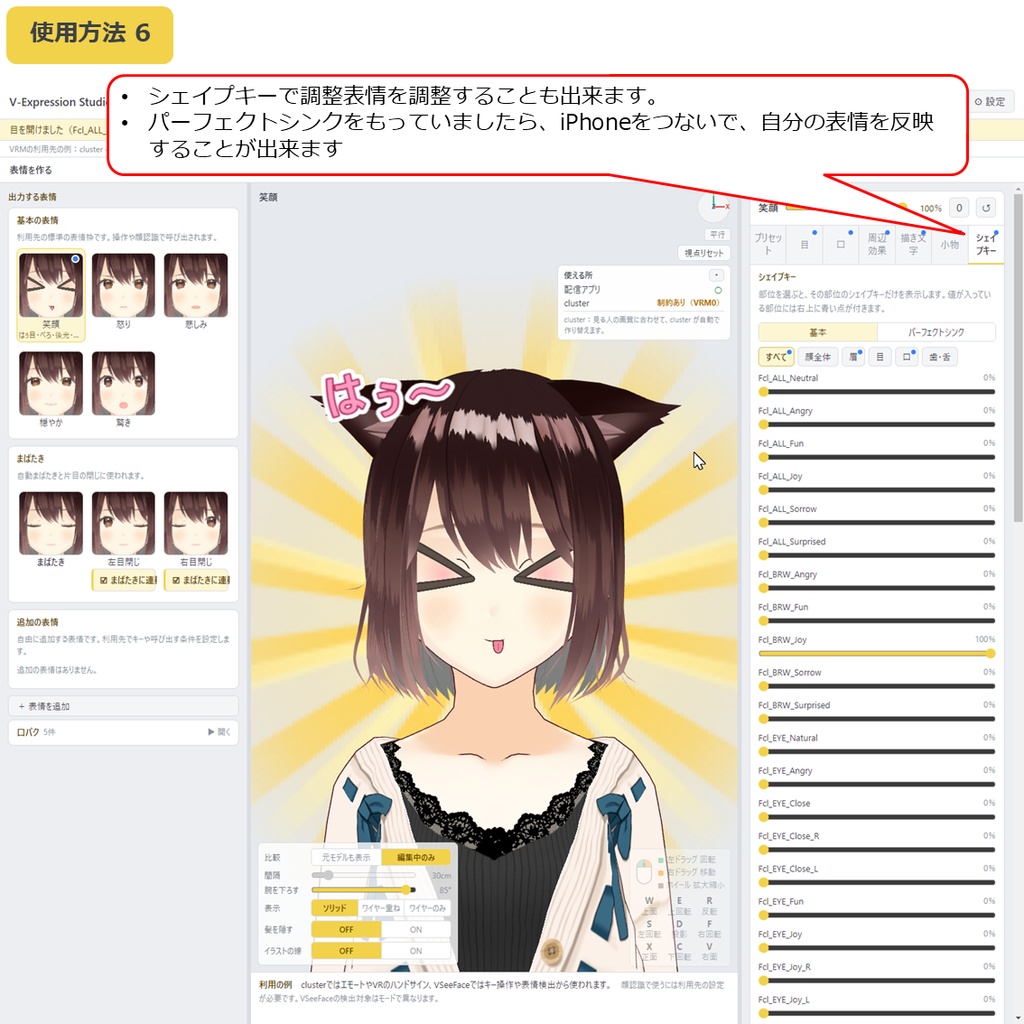 V-Expression Studio VRMの表情を豊かに(アニメーション付)