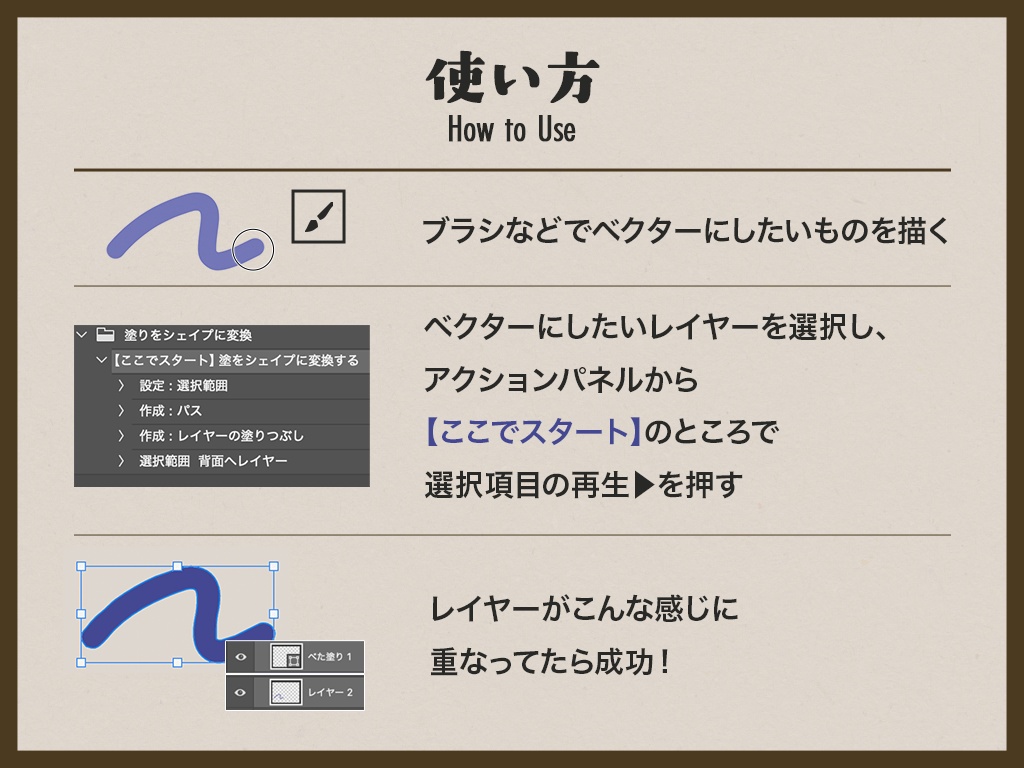 塗りをベクターに変換【Photoshopアクション】