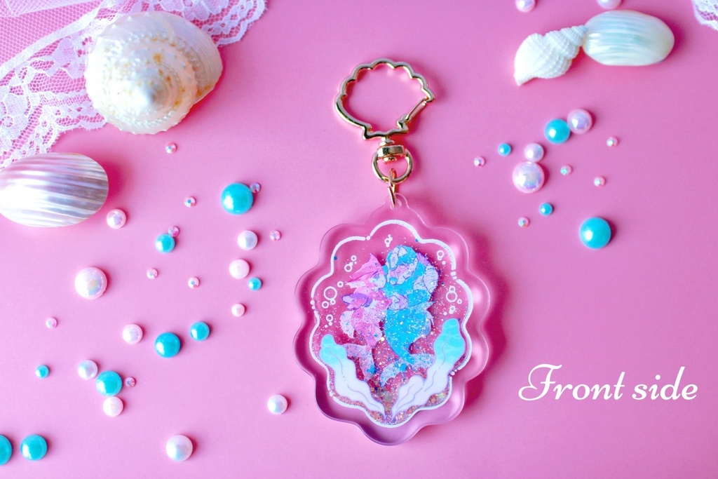 夢見るKOBD人魚ちゃんグリッターオイルアクキー KOBD Dreamy Mermaids Liquid Glitter Keychain