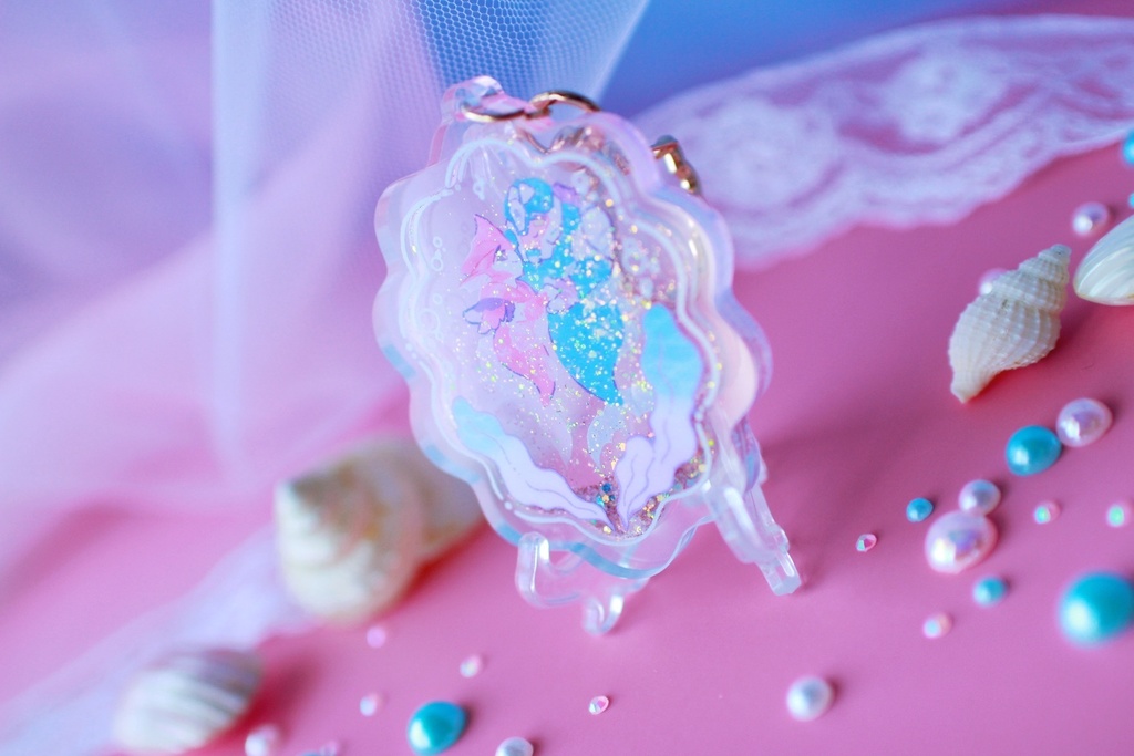 夢見るKOBD人魚ちゃんグリッターオイルアクキー KOBD Dreamy Mermaids Liquid Glitter Keychain