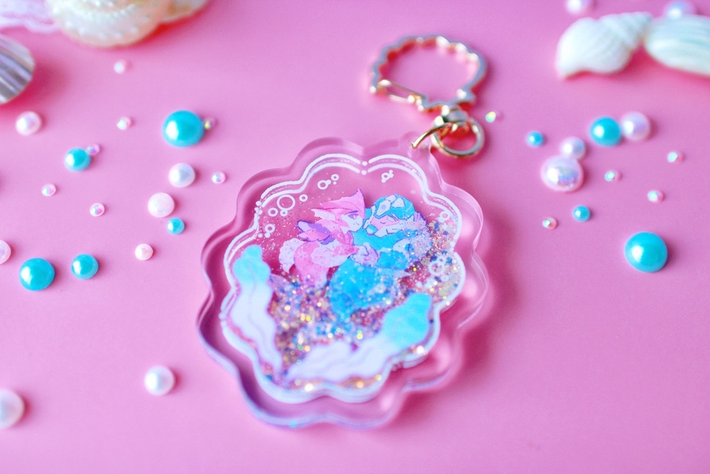 夢見るKOBD人魚ちゃんグリッターオイルアクキー KOBD Dreamy Mermaids Liquid Glitter Keychain