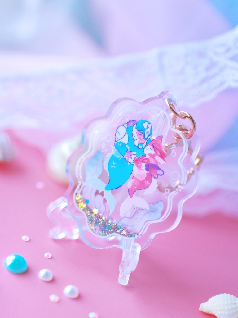 夢見るKOBD人魚ちゃんグリッターオイルアクキー KOBD Dreamy Mermaids Liquid Glitter Keychain