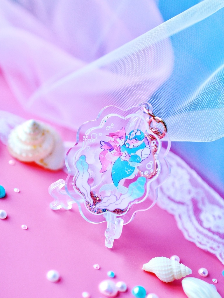夢見るKOBD人魚ちゃんグリッターオイルアクキー KOBD Dreamy Mermaids Liquid Glitter Keychain