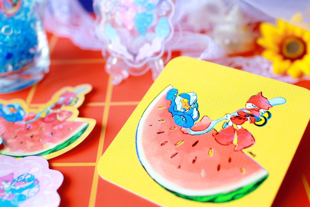 ちびKOBDちゃんのスイカペーパーコースター Chibi KOBD Soft-touch Paper Coaster (sold individually)