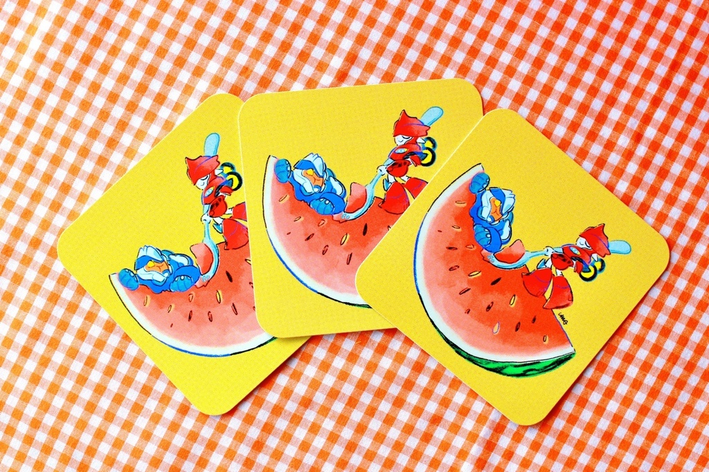 ちびKOBDちゃんのスイカペーパーコースター Chibi KOBD Soft-touch Paper Coaster (sold individually)