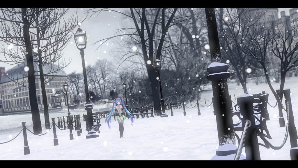 【無料MMD】雪の公園ステージ