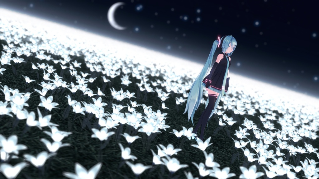 【無料MMD】白花畑_夜ver.1.2