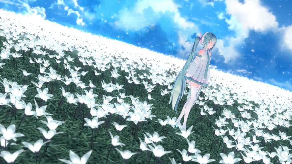 【無料MMD】白花畑_昼ver.1.1