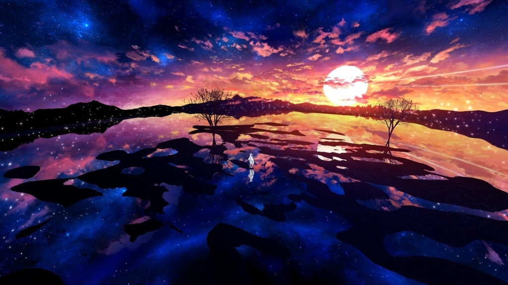 【無料MMD】手描きの夕暮れ