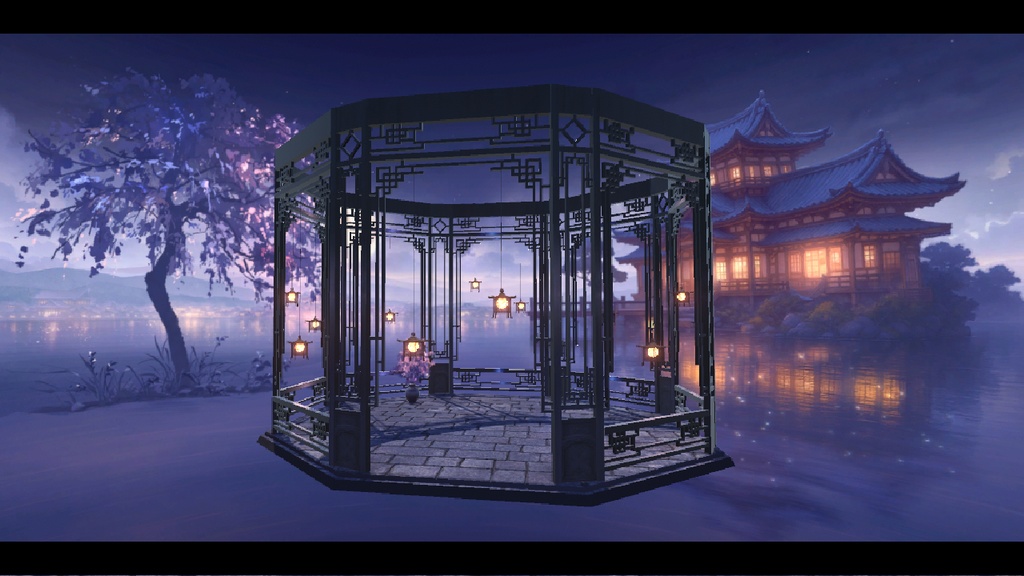 【UnityPackage】水辺の月見亭ステージ【商用可】