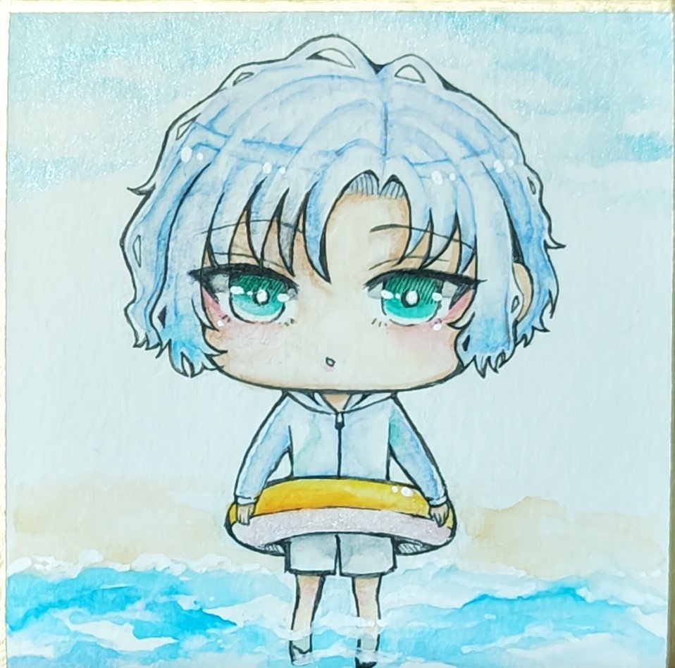 豆色紙(水彩着色)