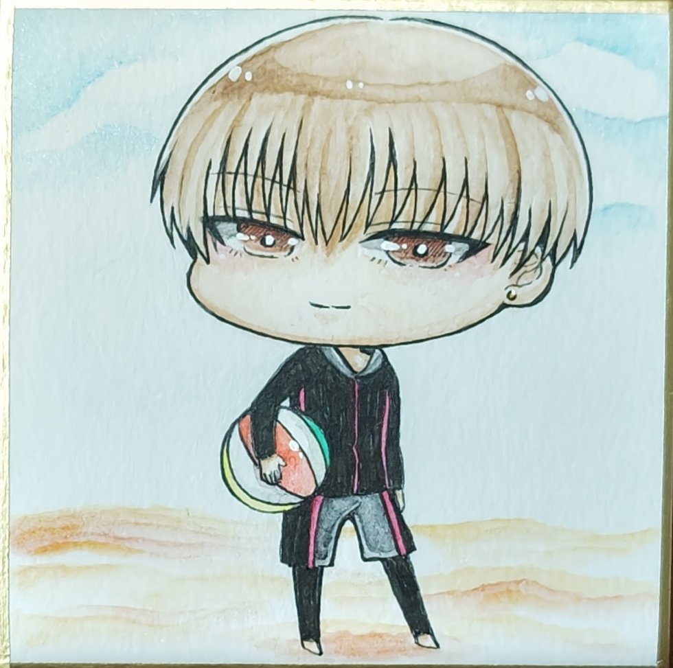 豆色紙(水彩着色)