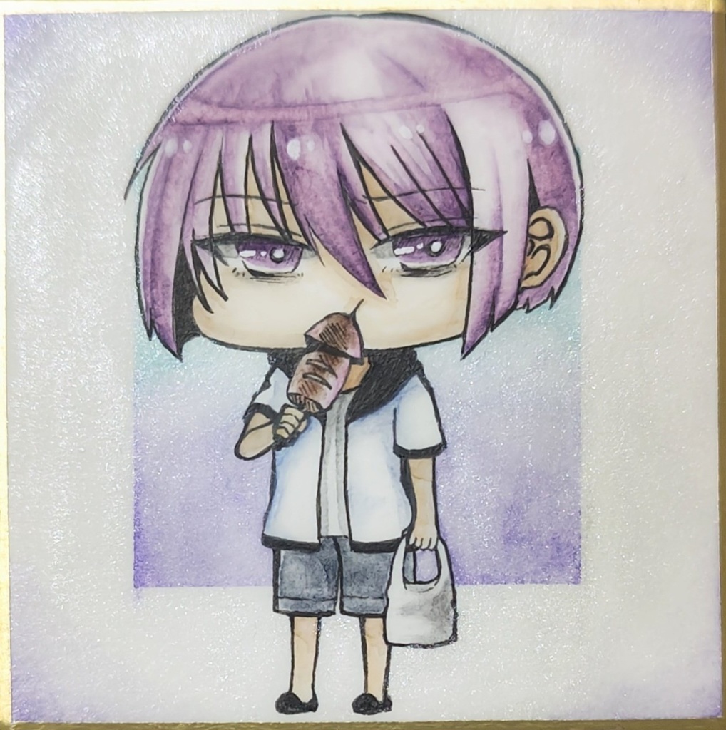 豆色紙(水彩着色)